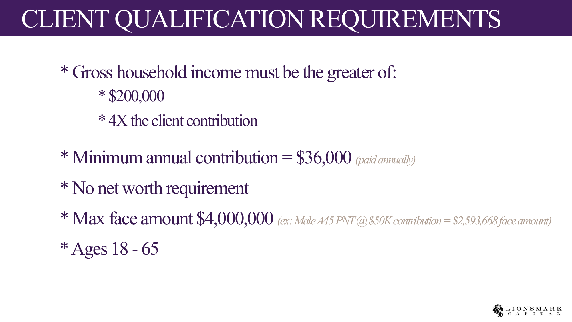 Client Qualification Requirements